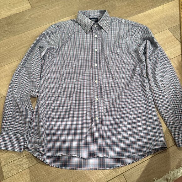LANDS END MENS PLAID LONG SLEEVE BUTTON SHIRT SIZE MEDIUM - Picture 1 of 9